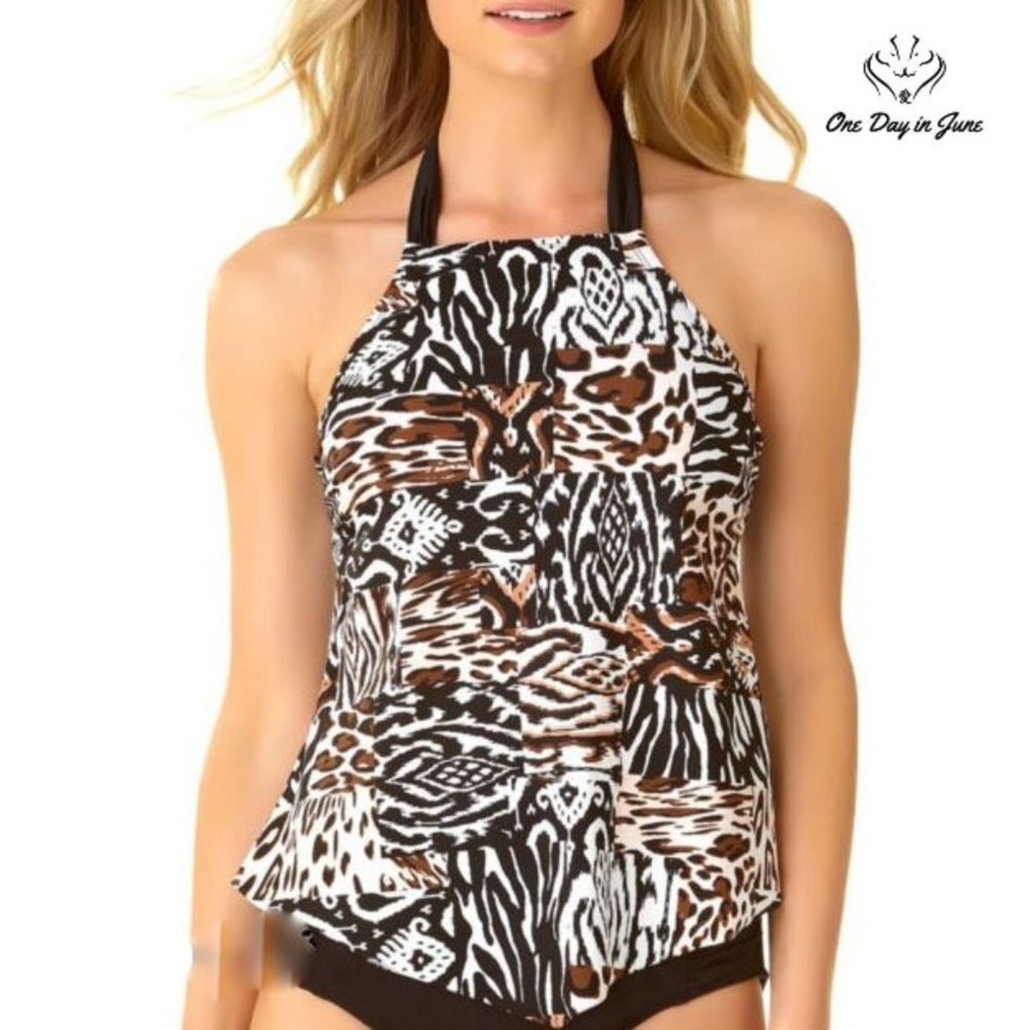 a.n.a Animal Tankini Top Size S