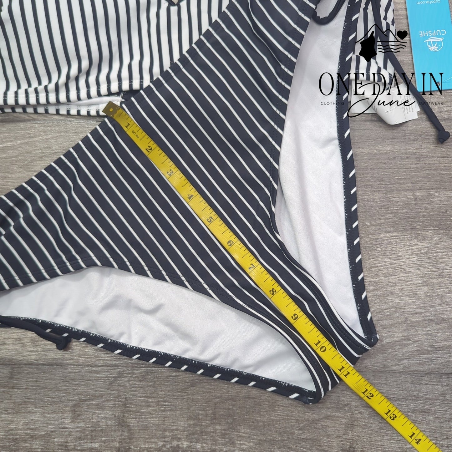 Cupshe Ruched Side Striped Bikini Swimsuit Size XL