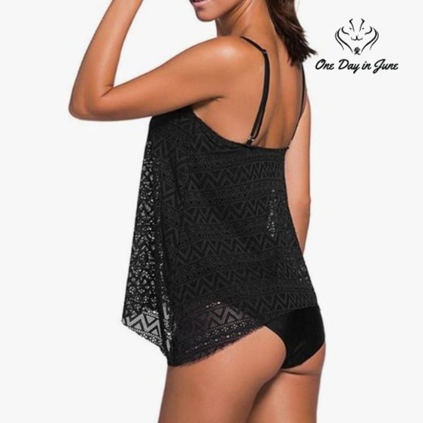 Nicetage Lace Double Up Tankini Swimsuit Size L