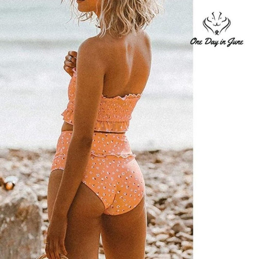 Aleumdr Bandeau Off Shoulder High Waist Bikini Size S