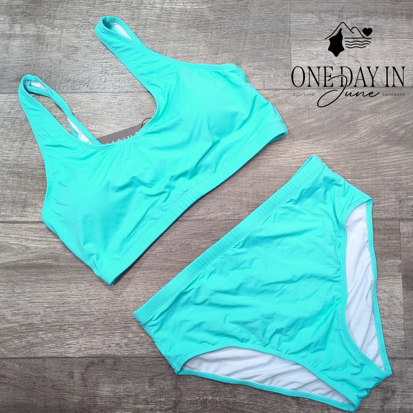 Tempt me High Waist Crop Bikini Swimsuit Size L