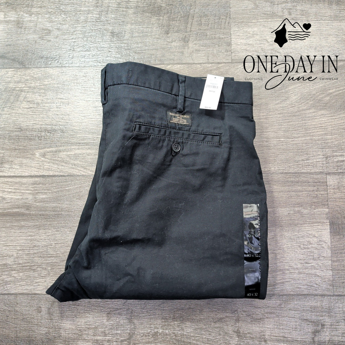 Banana Republic Lived-In Chino Slim Fit Pants Men's Black NWT Size 40X32