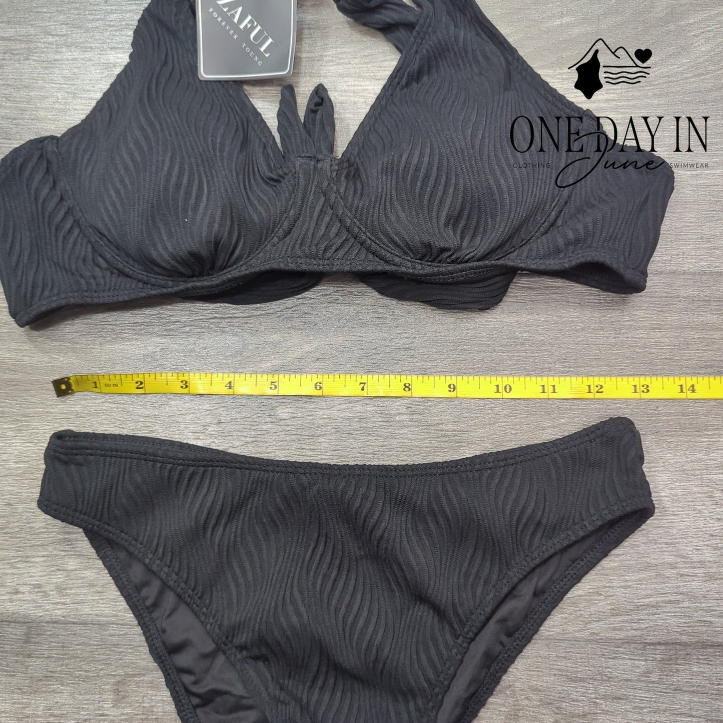 Zaful Textured Underwire Tie Back Bikini Swimsuit Size M