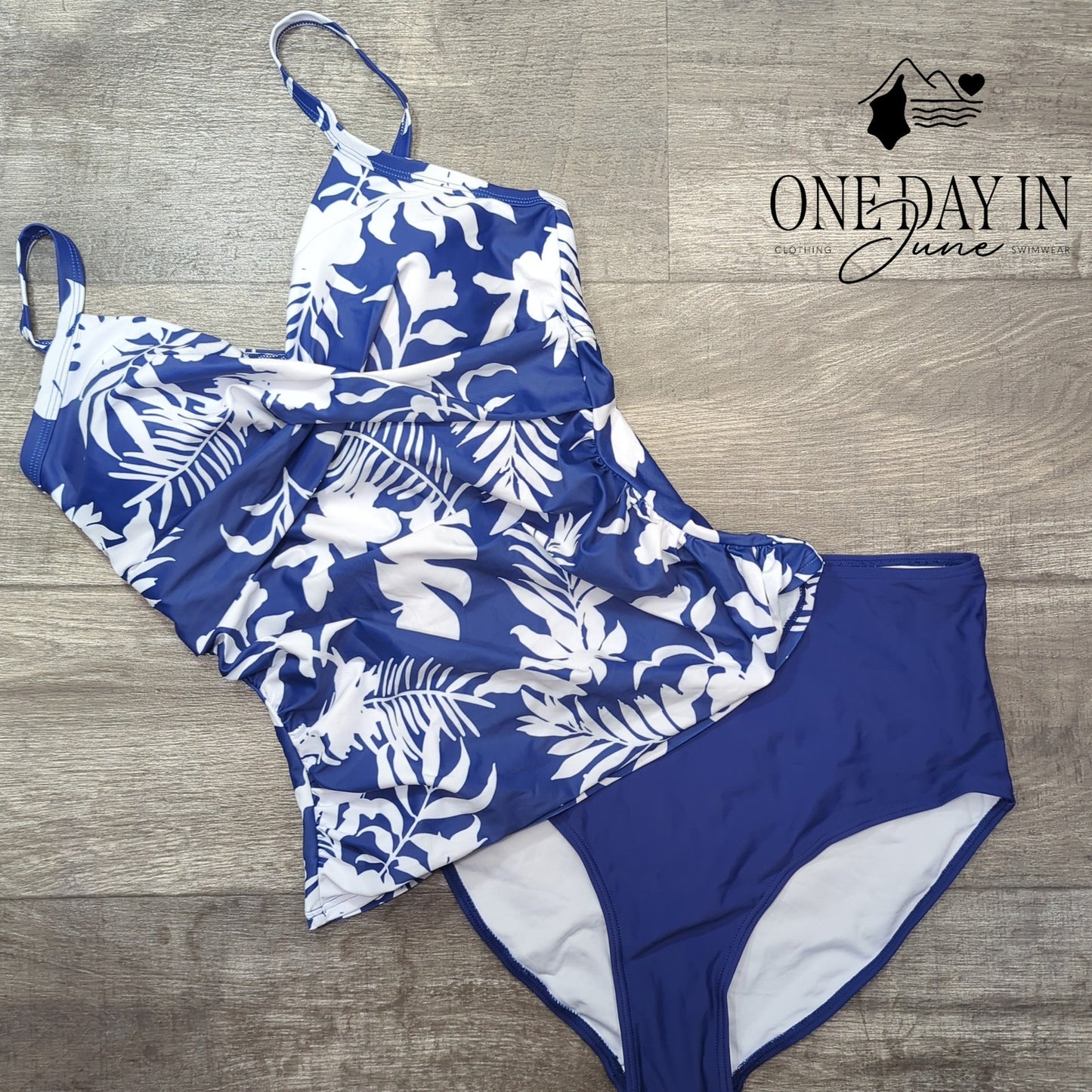 B2Prity Twist Front high Waist Tankini Swimsuit Size L