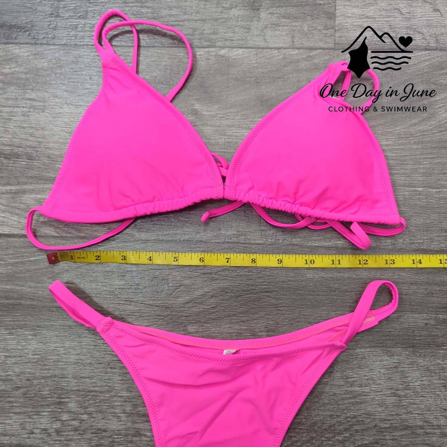 Pink Queen Tie Back Triangle Thong Bikini Swimsuit Size L