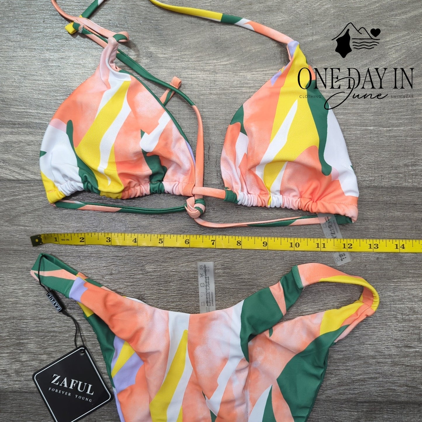 Zaful Triangle Tie Dye Bikini Swimsuit Size S