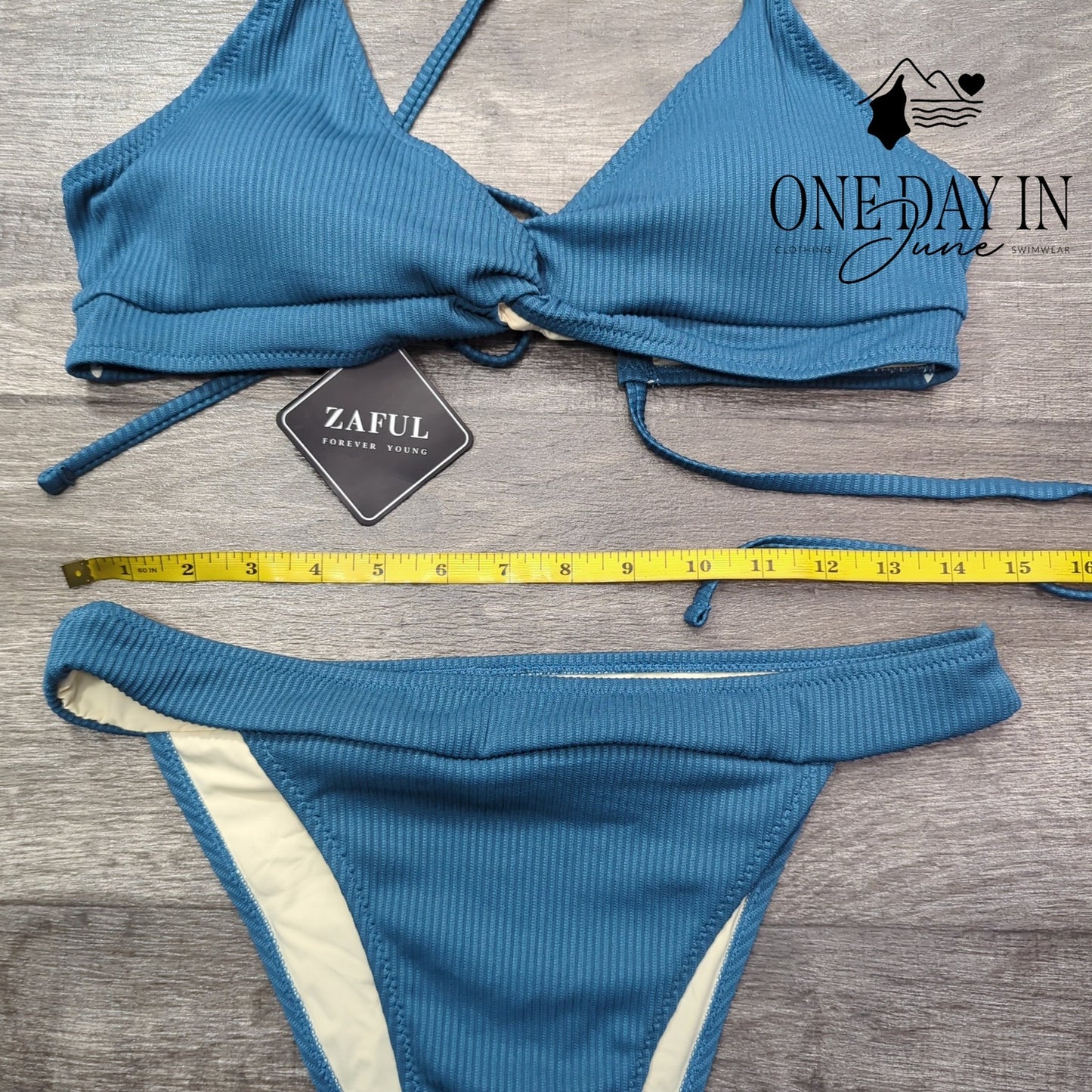 Zaful Ribbed Bikini Swimsuit Size L