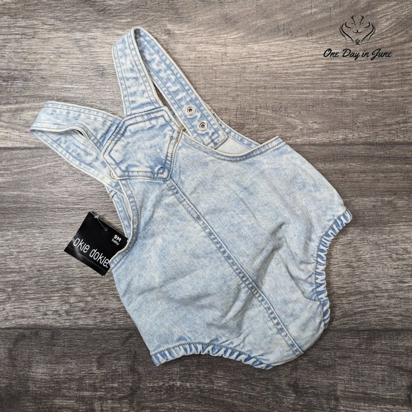 Okie Dokie Bailey Wash Overalls Size 9M (16-20 lbs)