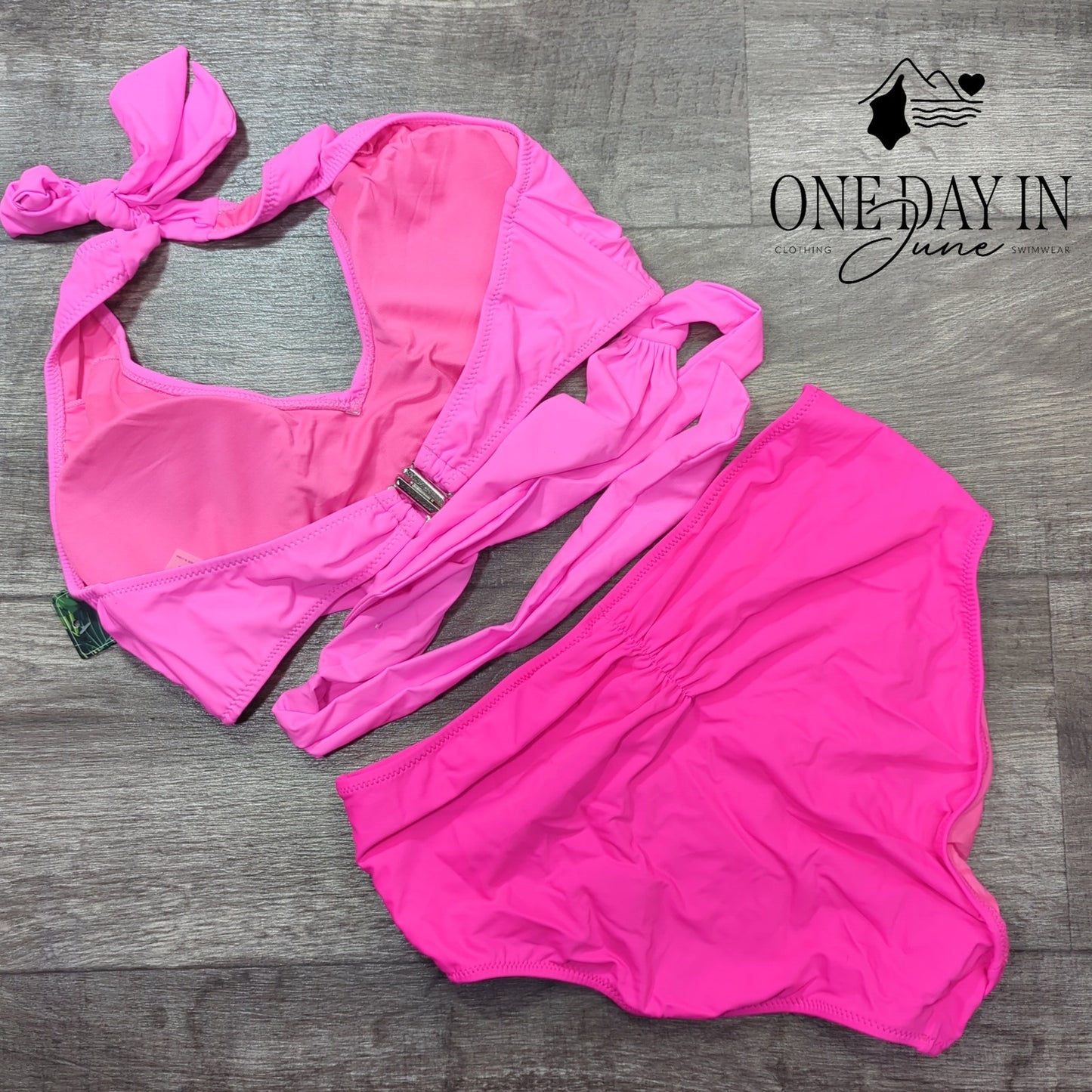 Blooming Jelly High Waist Halter Tie Wrap Bikini Swimsuit Size L