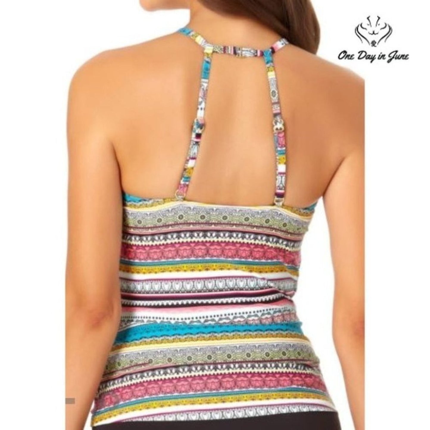 Liz Claiborne Striped Tankini Top Size M
