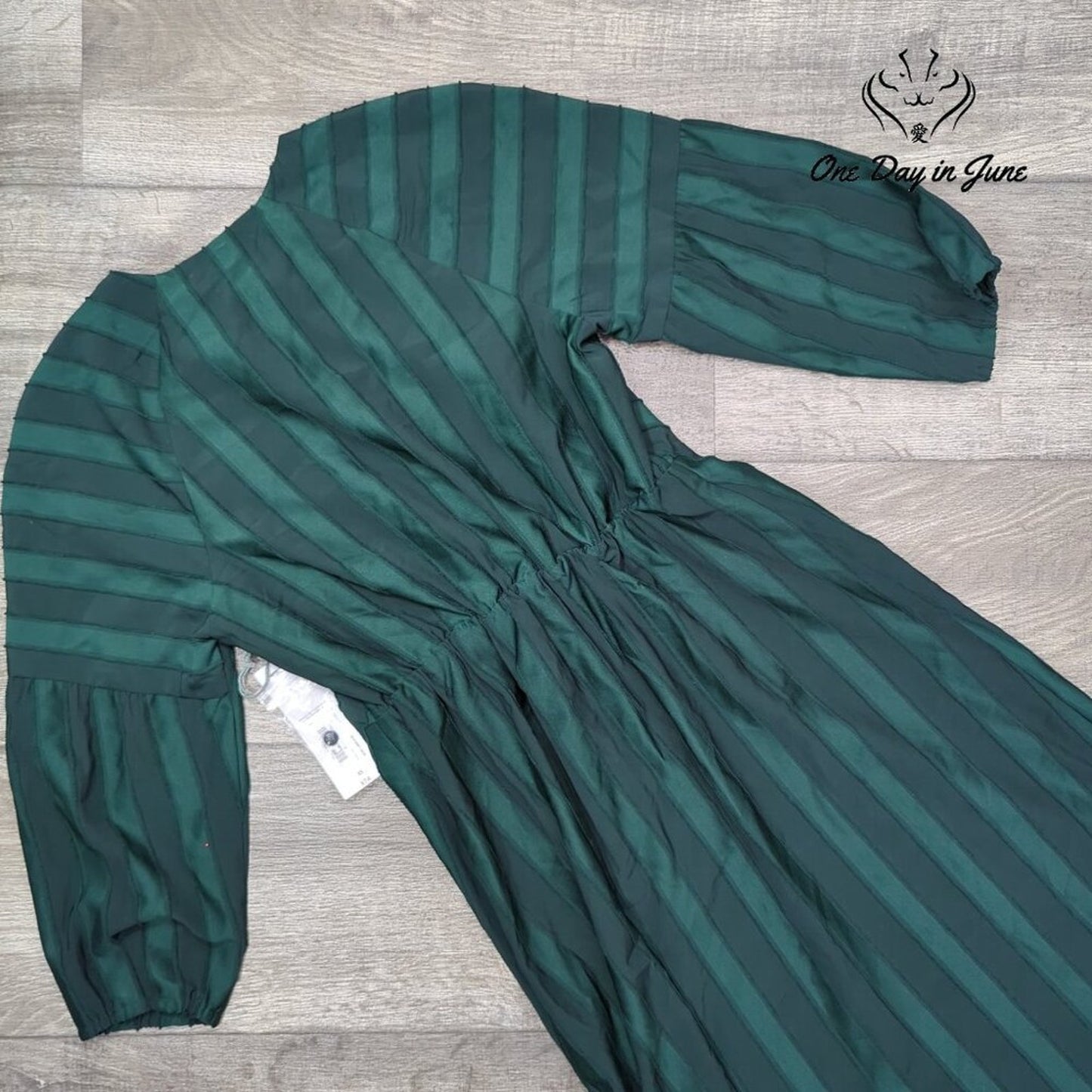 Liz Claiborne Half Sleeve Striped Mysterious Green Dress Size XS