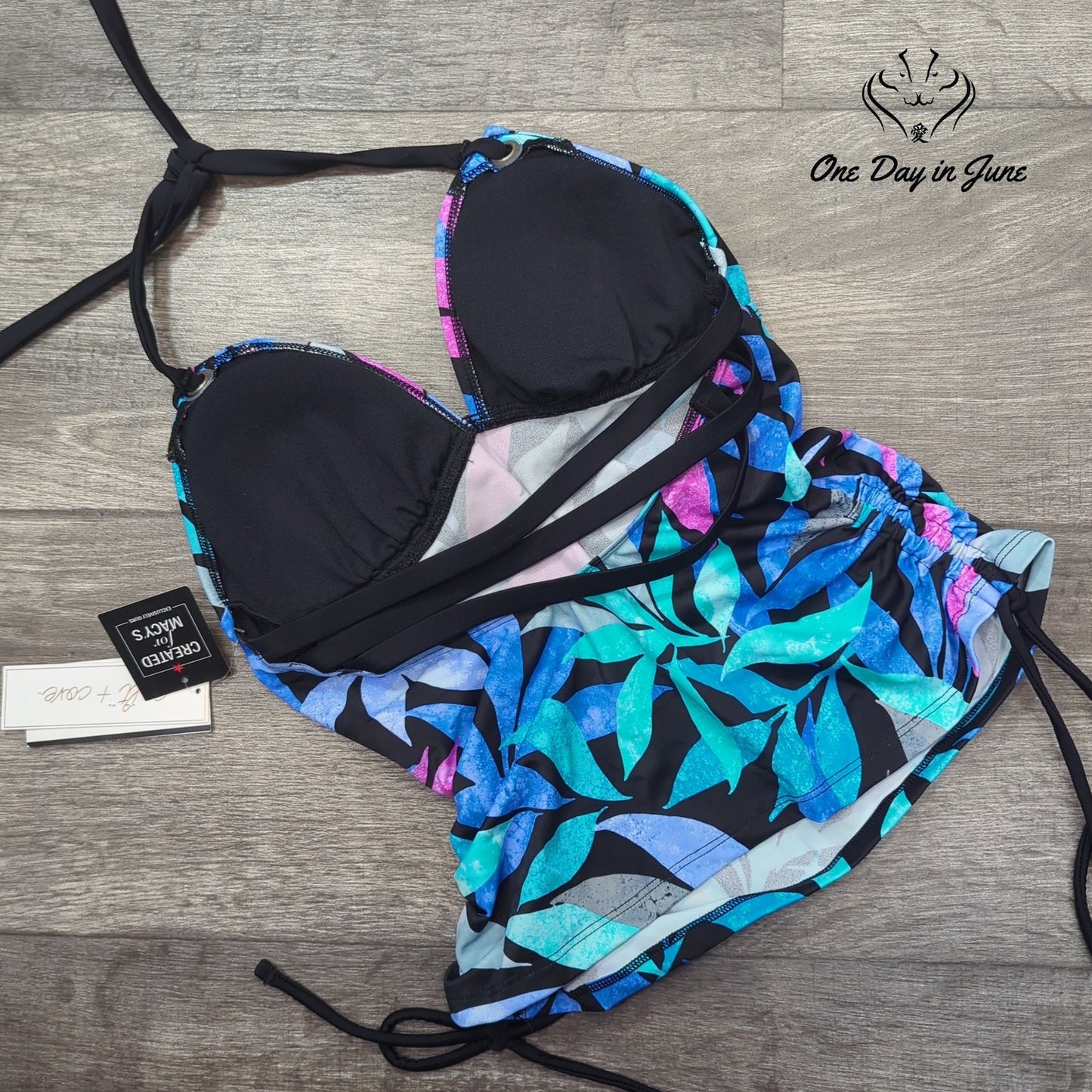 Salt & Cove Halter Ruched Tankini Top Size S