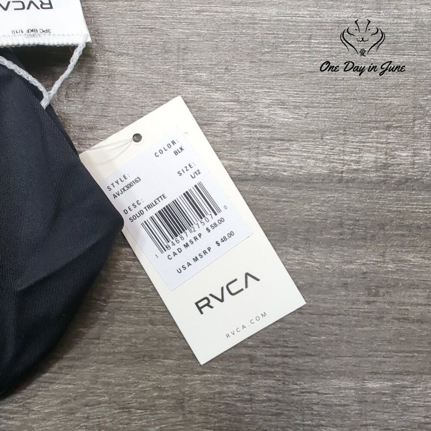 RVCA Solid Trilette Bikini Top Size L