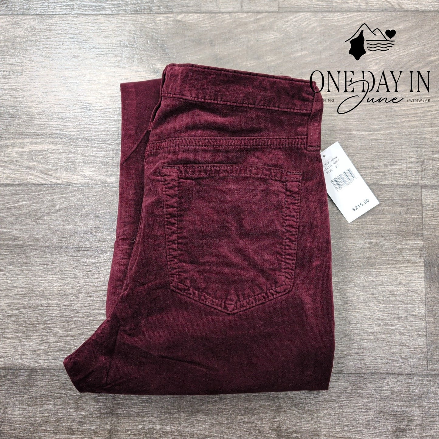 AG Adriano Goldschmied Isabelle Velvet Jeans Burgundy High Rise NWT Size 4 (27)