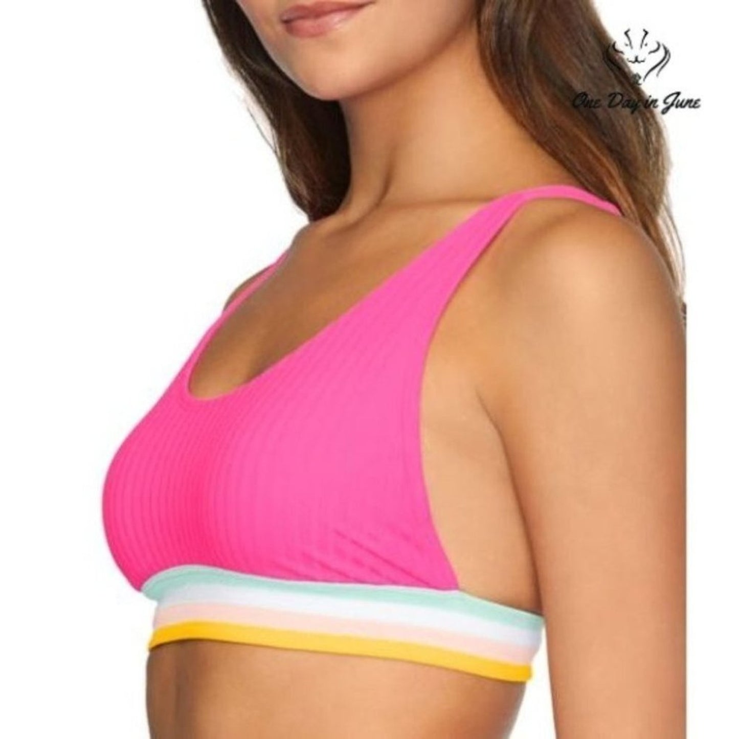 Arizona Jean Co. Ribbed High Neck Bikini Top Size S