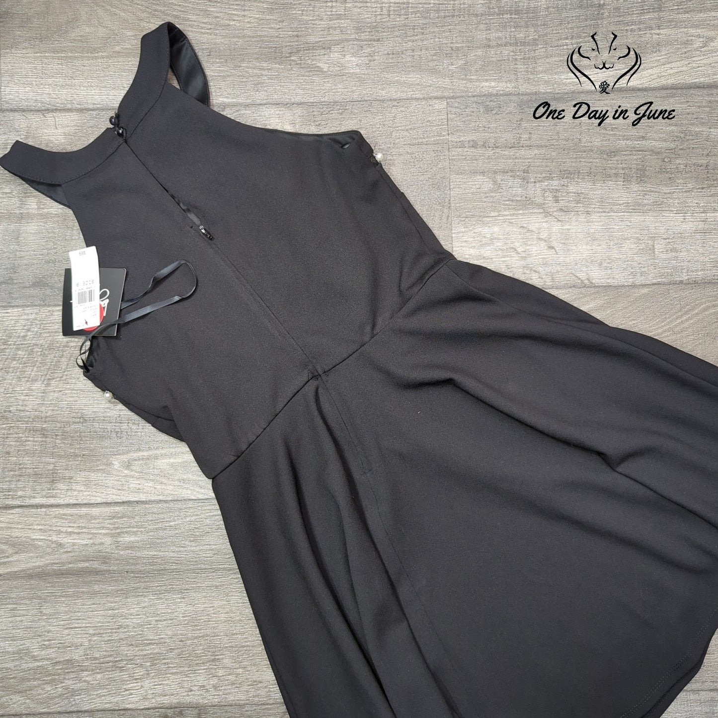 ByxBy Pearl Embellished Fit Flare Dress Black Sleeveless NWT Juniors Size 9