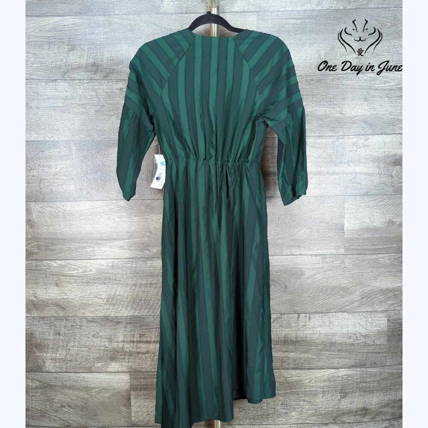 Liz Claiborne Half Sleeve Striped Mysterious Green Dress Size XS