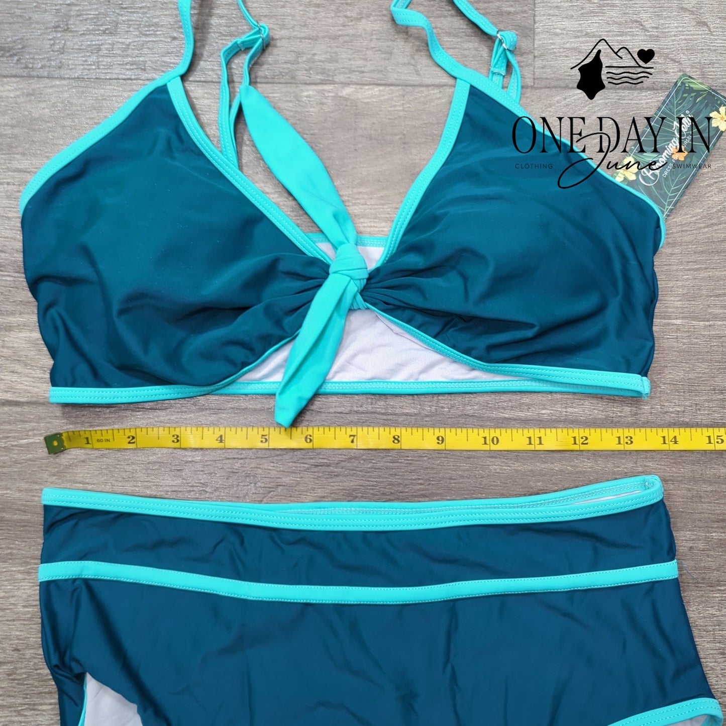 Blooming Jelly Knot Front High Waist Bikini Swimsuit Size L