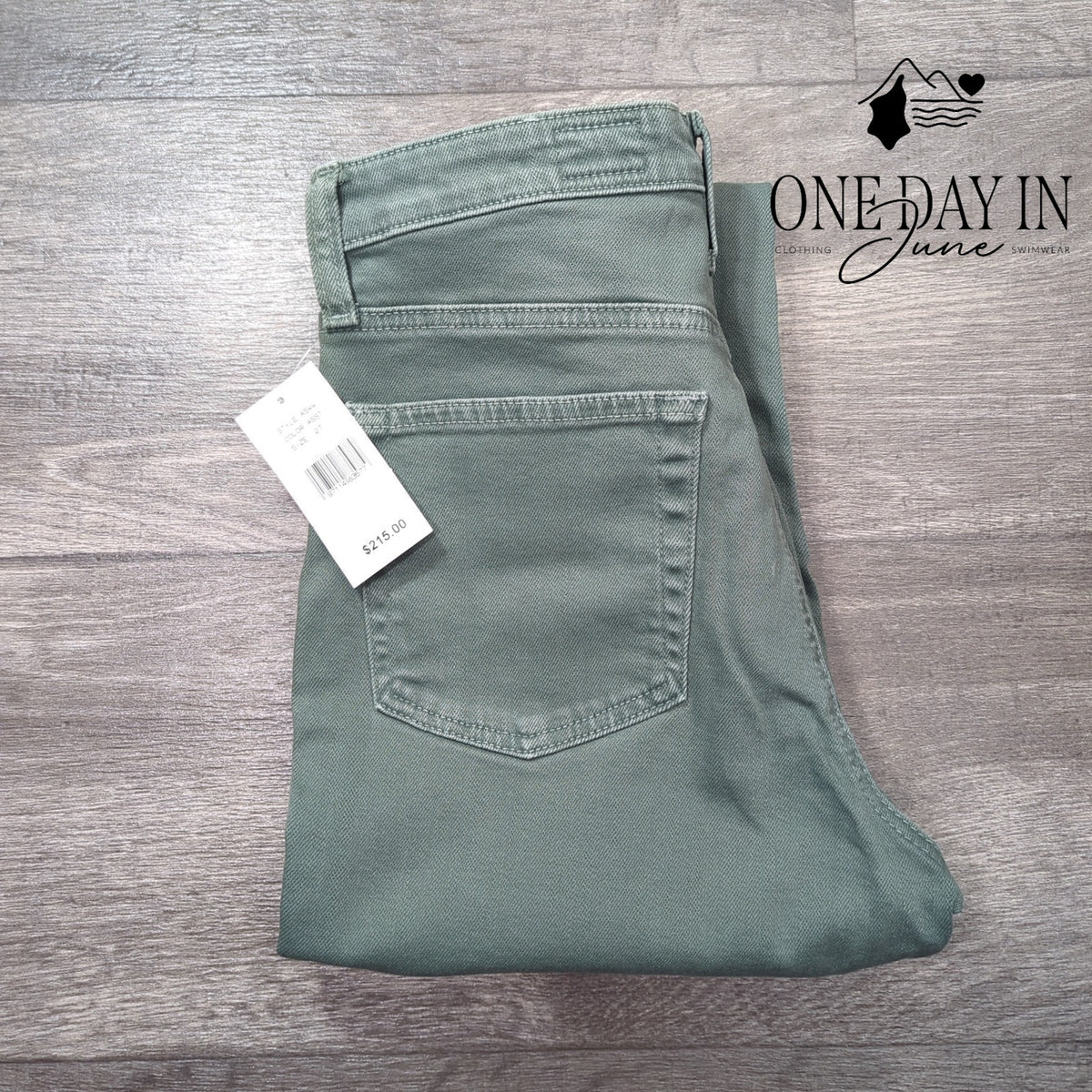 AG Adriano Goldschmied Isabelle Button Up High Rise Crop Jeans Green NWT Size 4