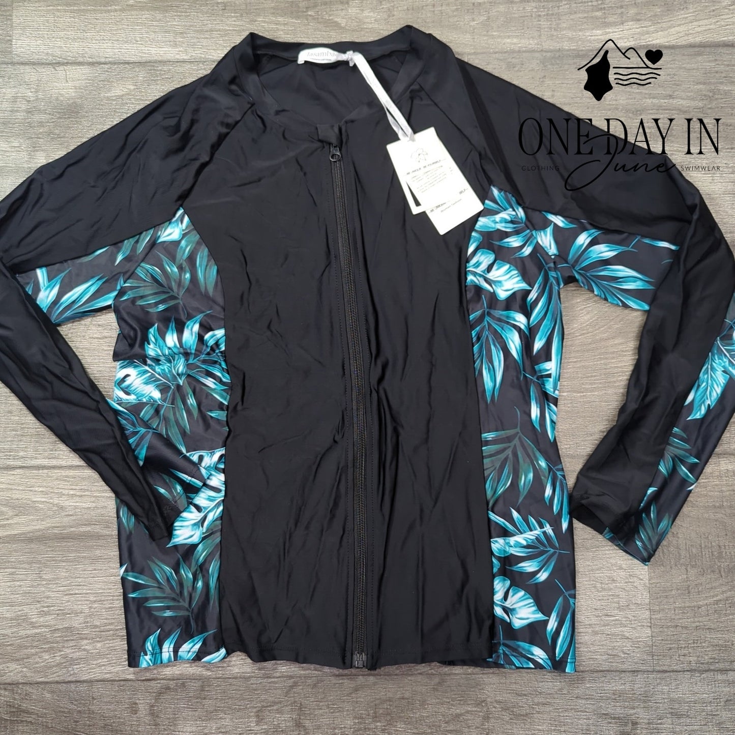 Jasambac Cross Front High Waist Rash Guard 3 Piece Bikini Swimsuit Size L