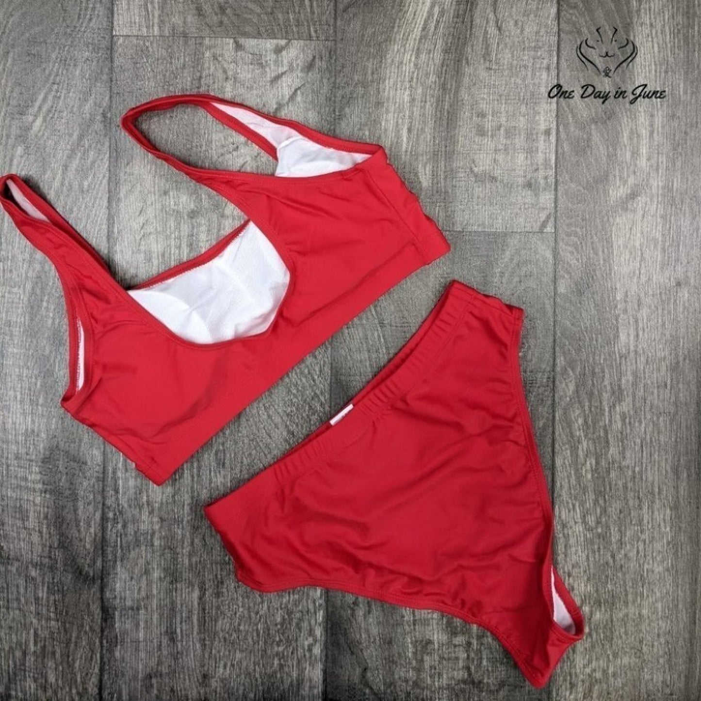 Pink Queen Crop Top High Waist Bikini Swimsuit Size S