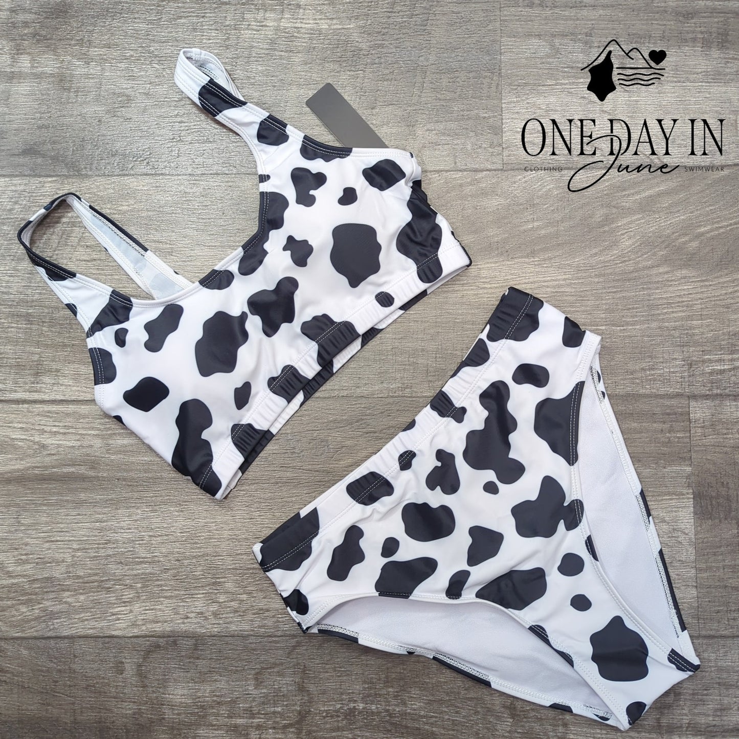 Tempt Me Cow Print Crop Bikini Swimsuit Size M