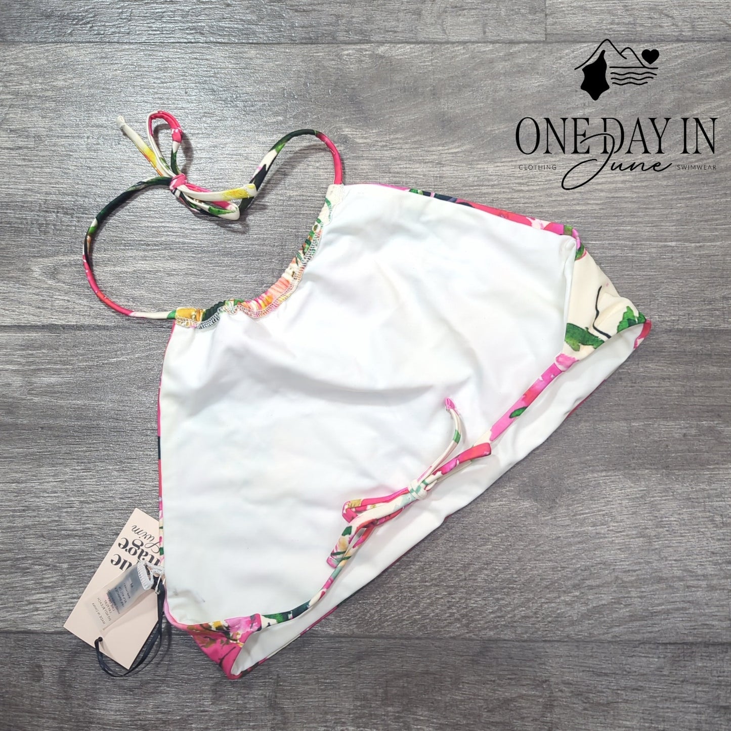 Unique Vintage Summer Flower Cropped Bikini Top Size M