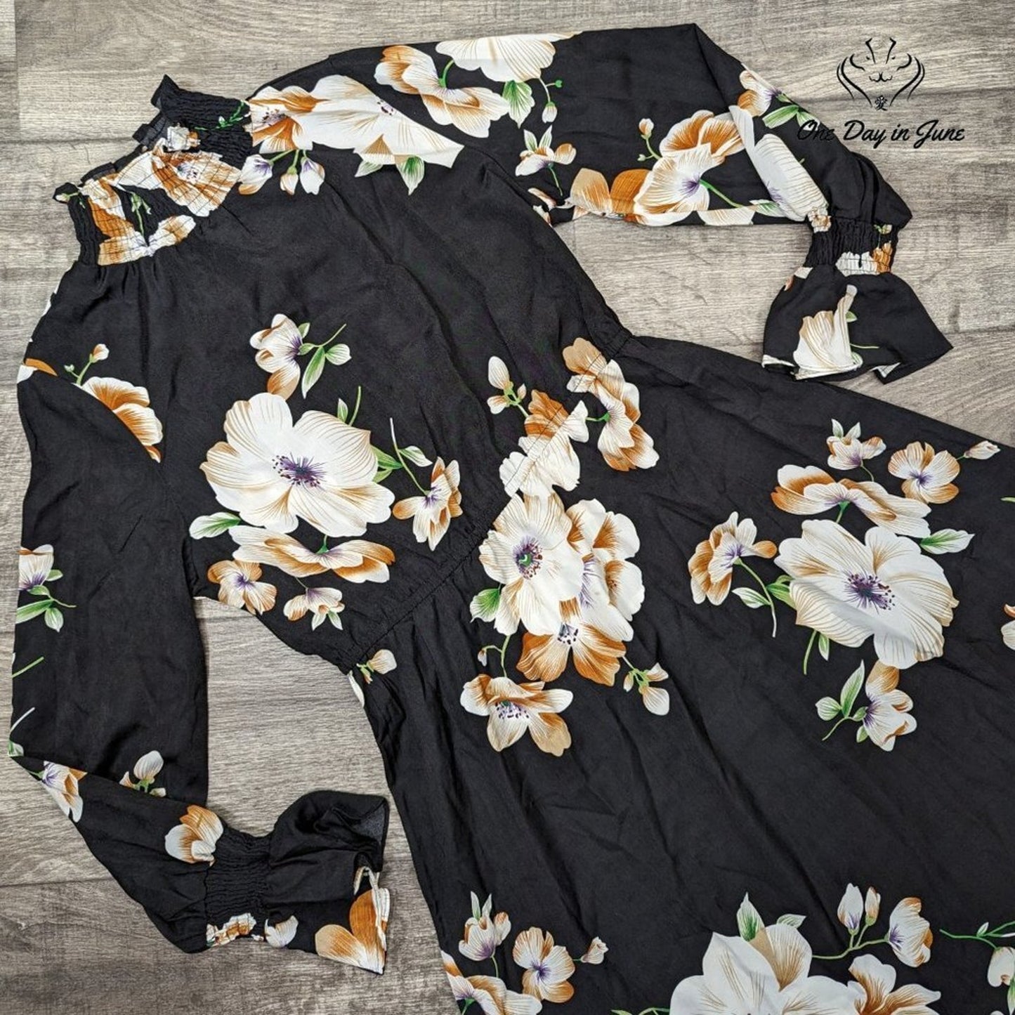 Floerns High Neck Long Sleeve Floral Dress Size L