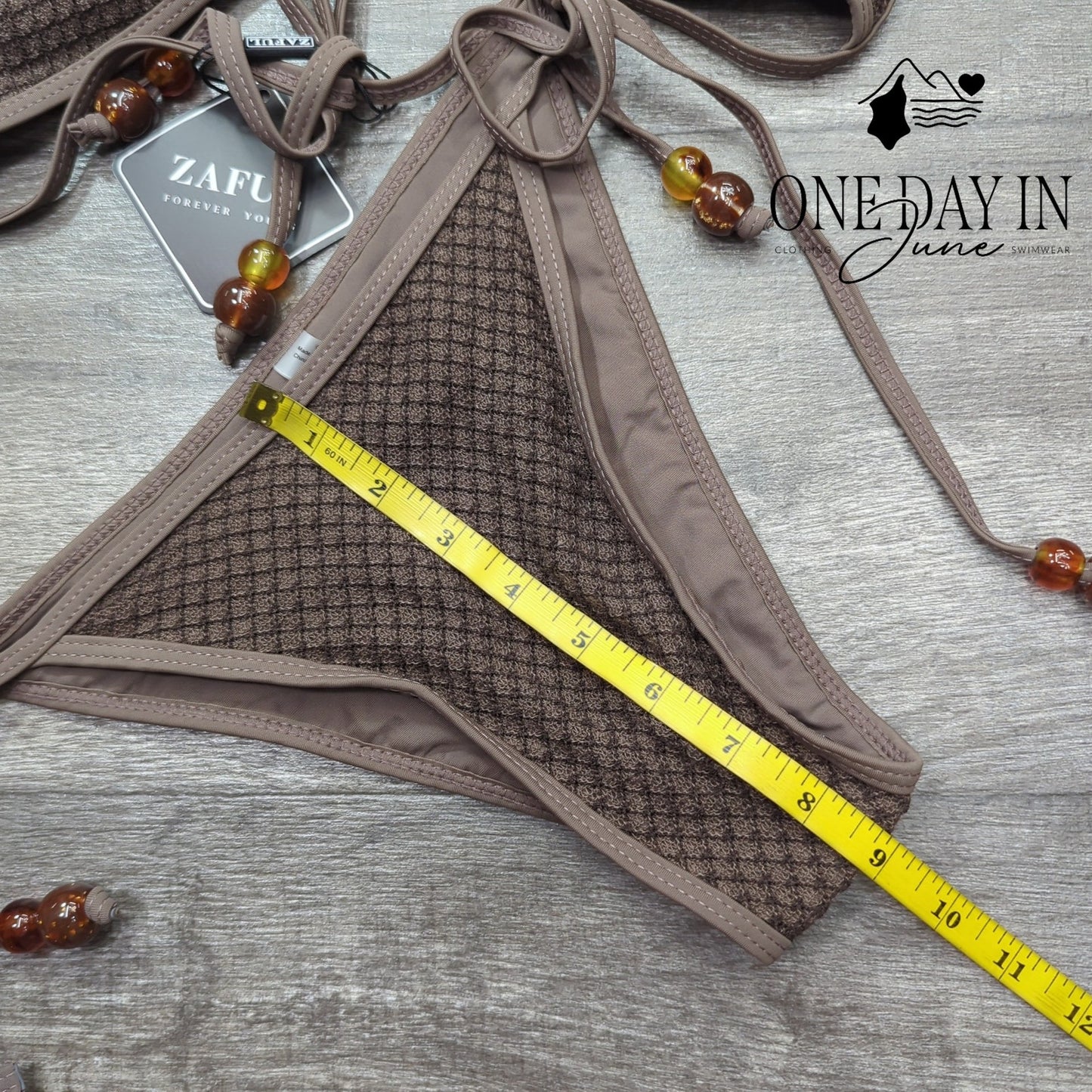 Zaful Triangle Beaded Tie Side Bikini Swimsuit Size S