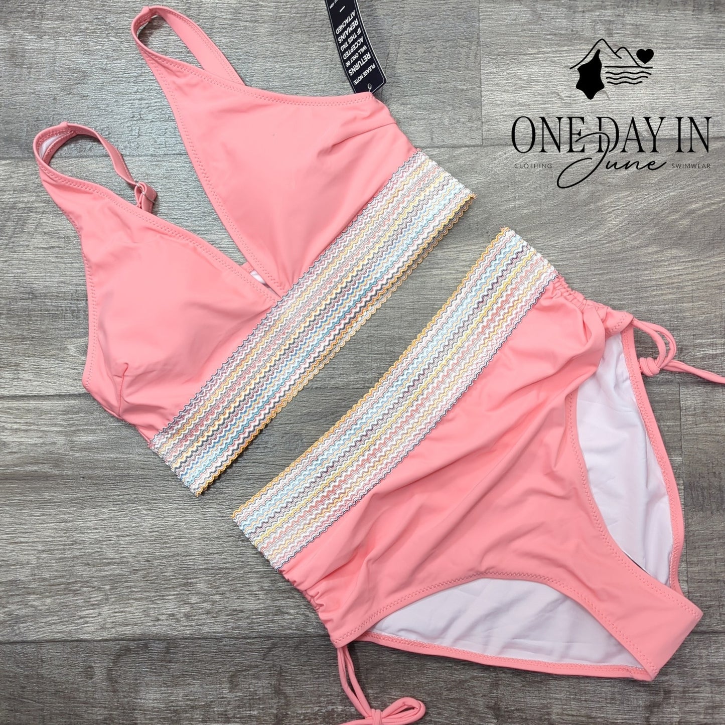 Blooming Jelly V Neck High Waist Bikini Swimsuit Size M