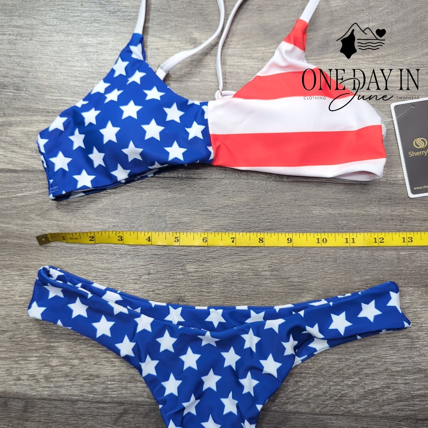 SherryDC American Flag Thong Bikini Swimsuit Size S