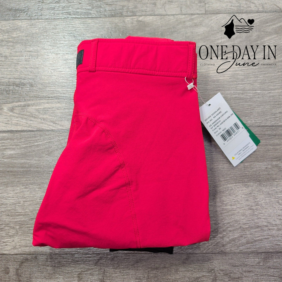 Dover Saddlery Windham Oxford Knee Patch Breeches Red Black NWT Size 6 (28)