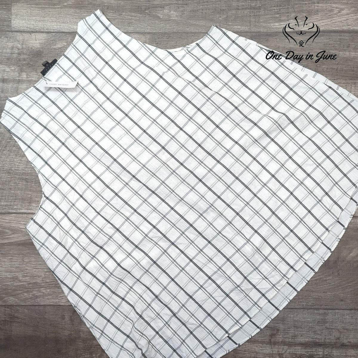 Lane Bryant White Gray Plaid Sleeveless Tank Top Blouse NWT Size 18