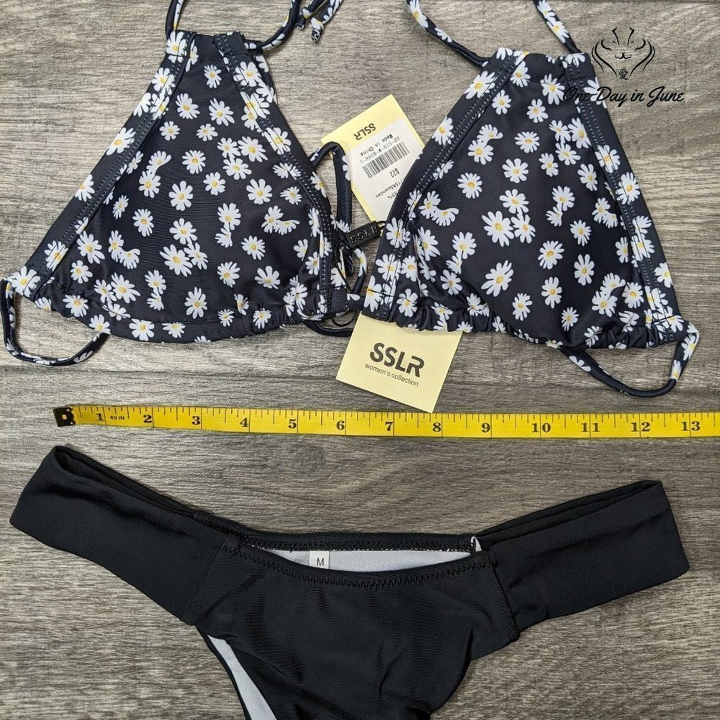 SSLR Daisy Triangle Ruched Bottom Bikini Size M