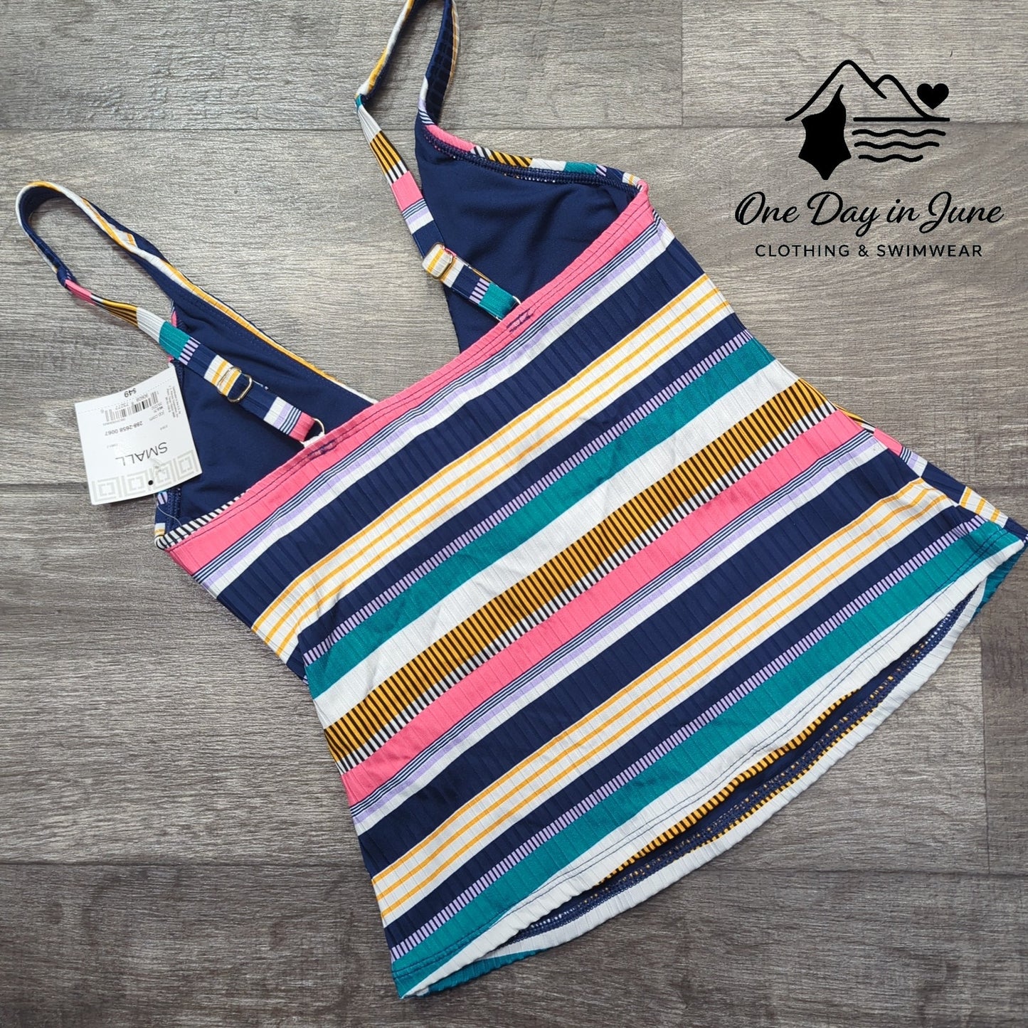 Liz Claiborne Striped Tankini Top Size S