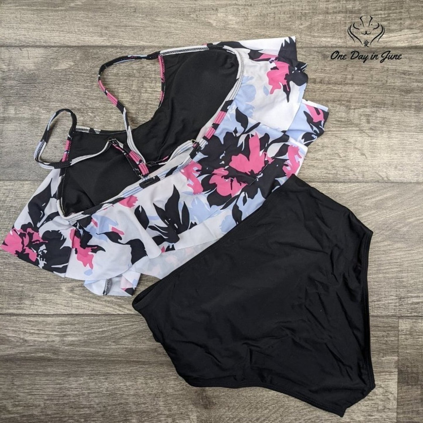 Zando Flounce Ruched Bikini Swimsuit Size L