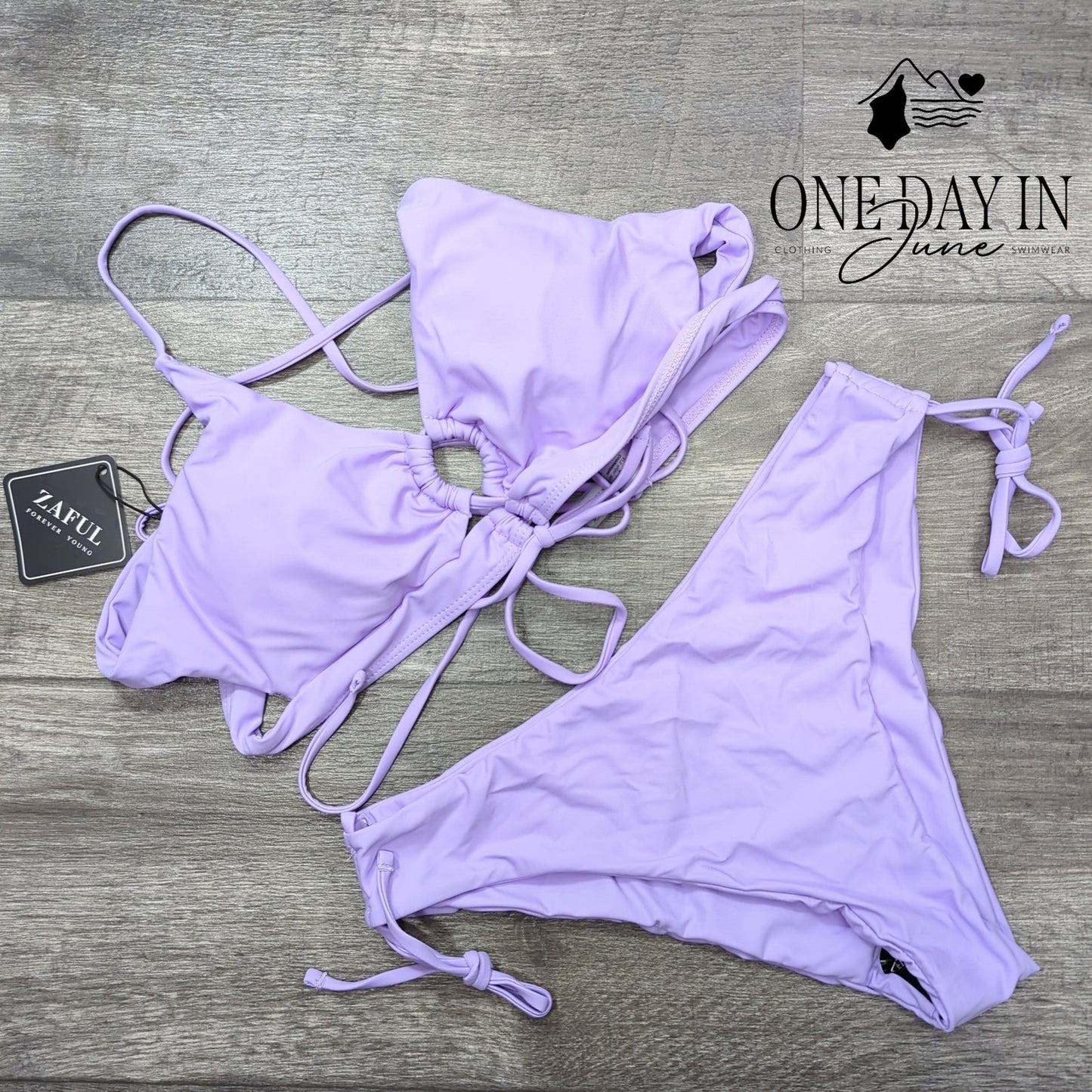 Zaful Tie Back Keyhole Bikini Swimsuit Size L