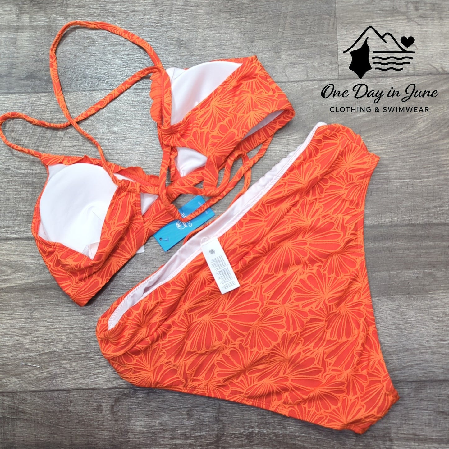 Cupshe Scallop Edge Strappy Back Bikini Swimsuit Size XL