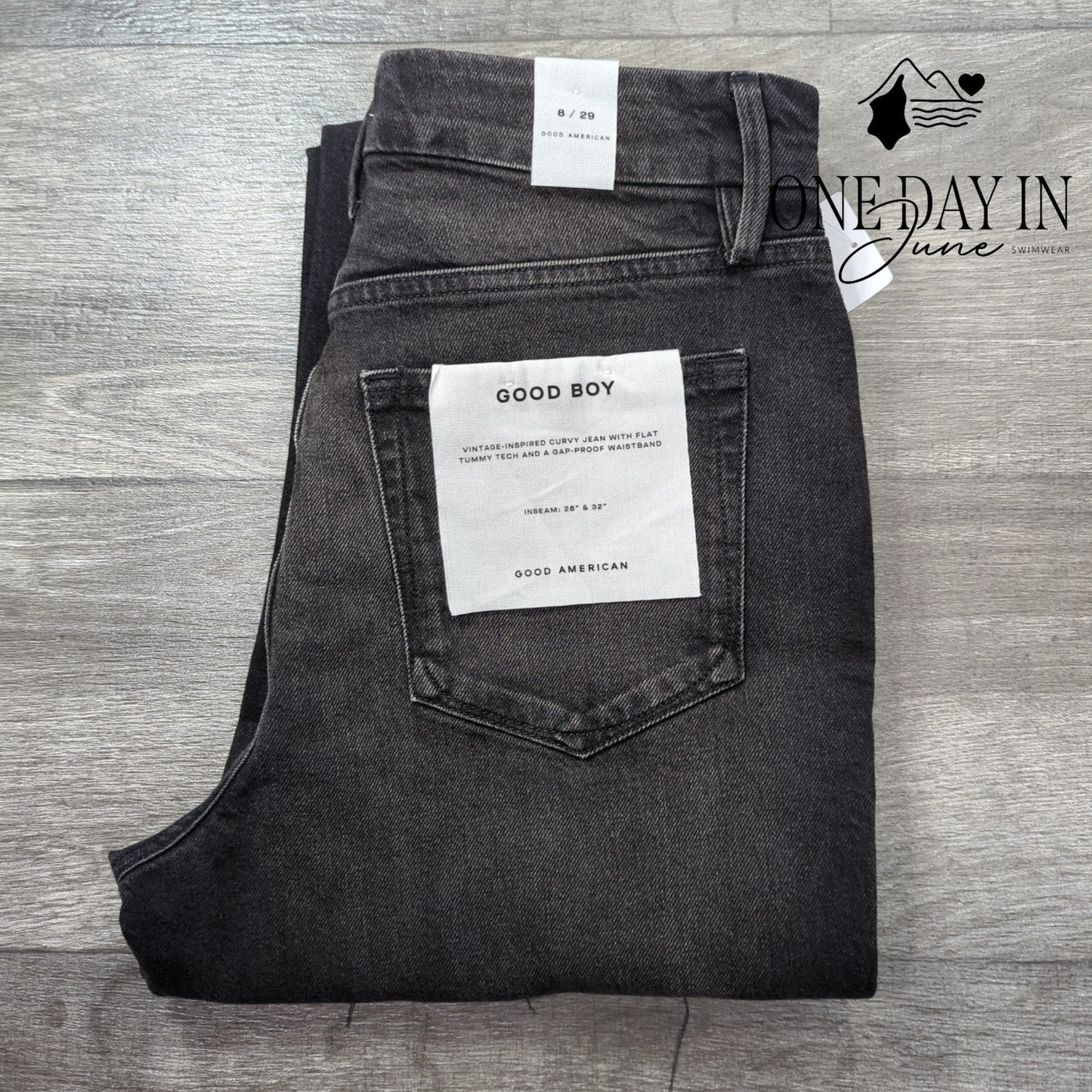 Good American Good Boy Raw Split Hem Jeans Size 8