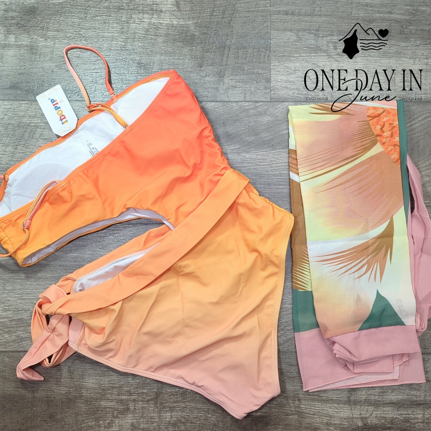Idopip Cutout One Piece Swimsuit with Sarong Size L