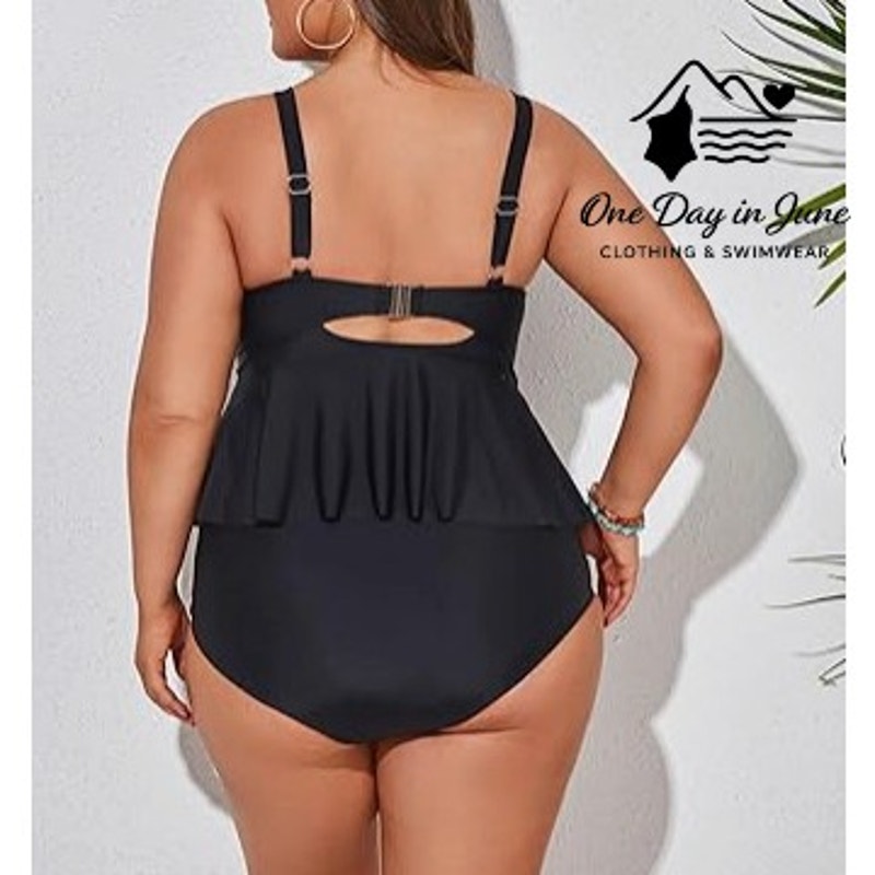 Hanna Nikole Plus Size Knot Front Keyhole Flounce Bikini Swimsuit Size 18W