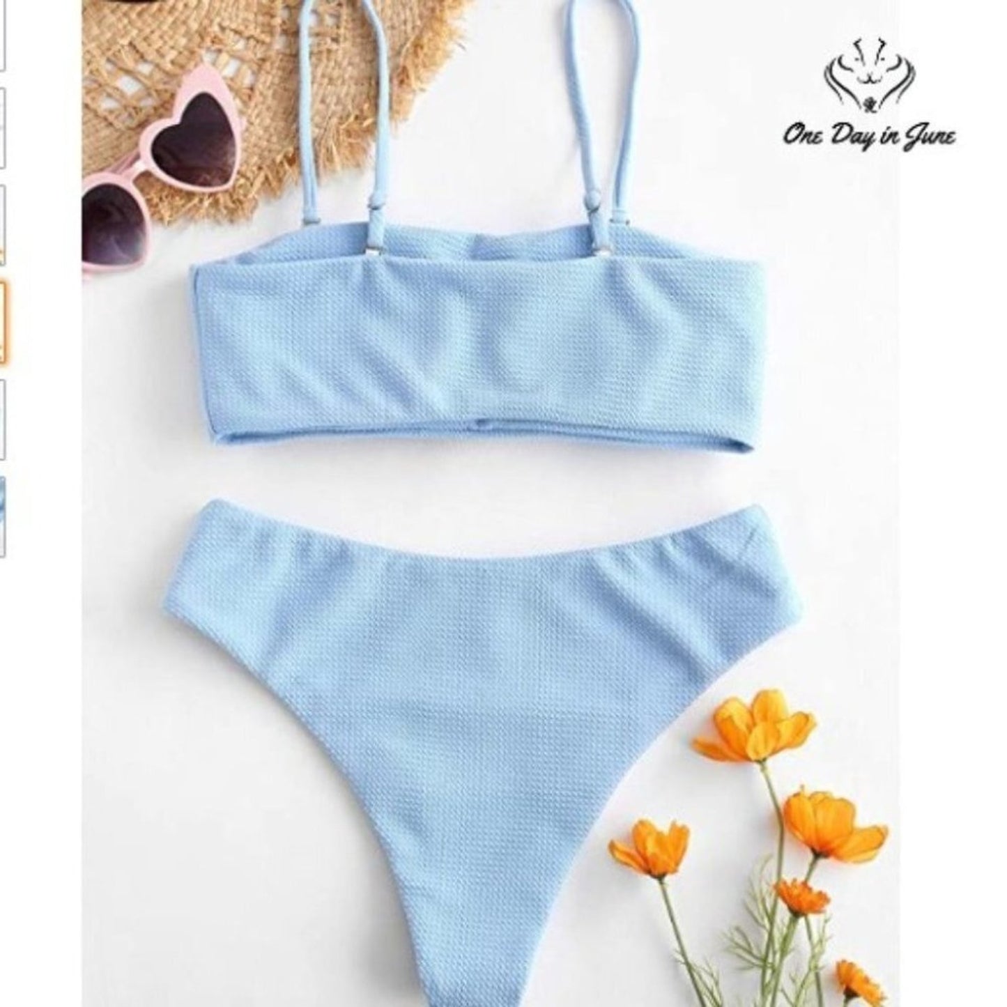 ZAFUL Textured Removable Straps Padded Bandeau Bikini Size S