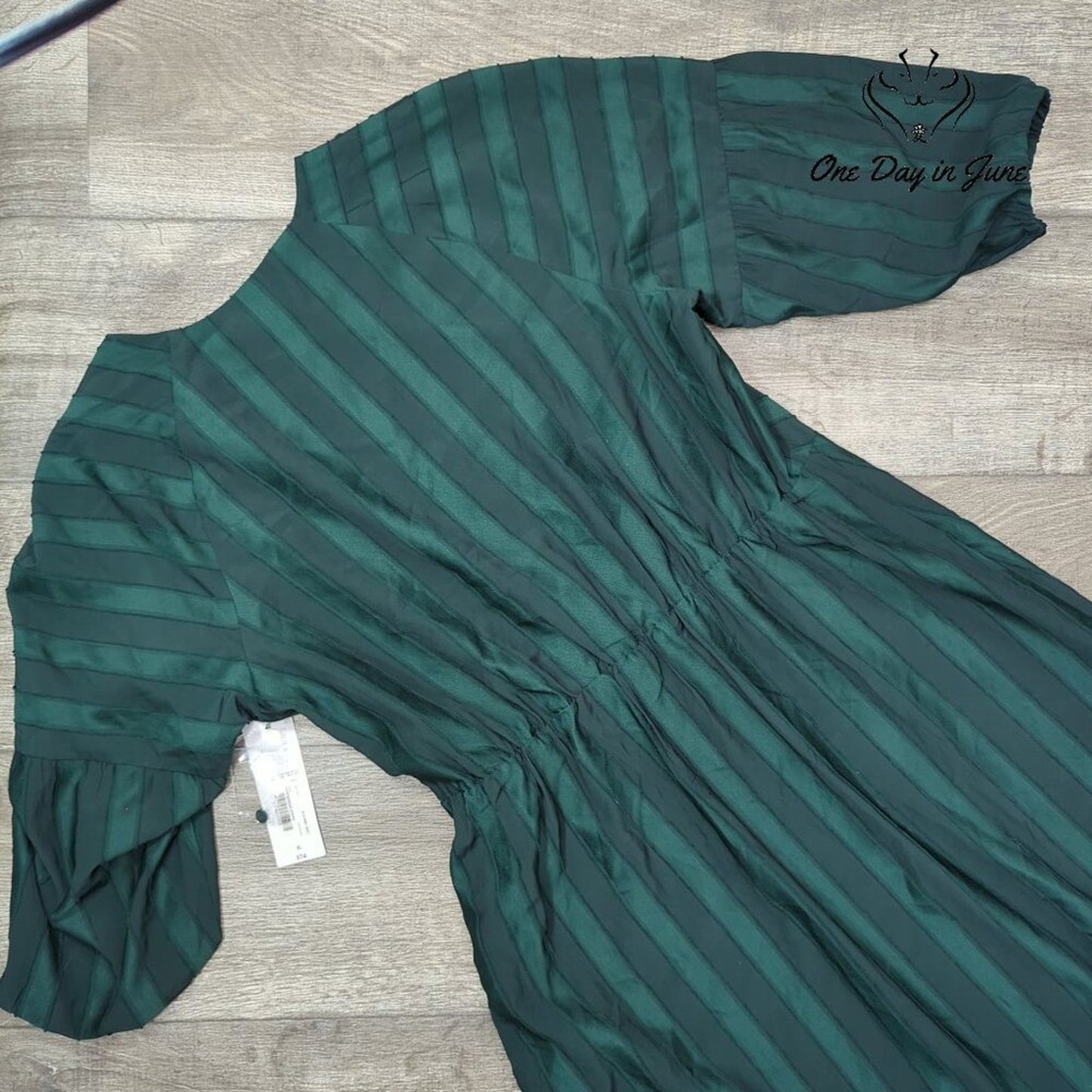 Liz Claiborne Half Sleeve Striped Mysterious Green Dress Size XL