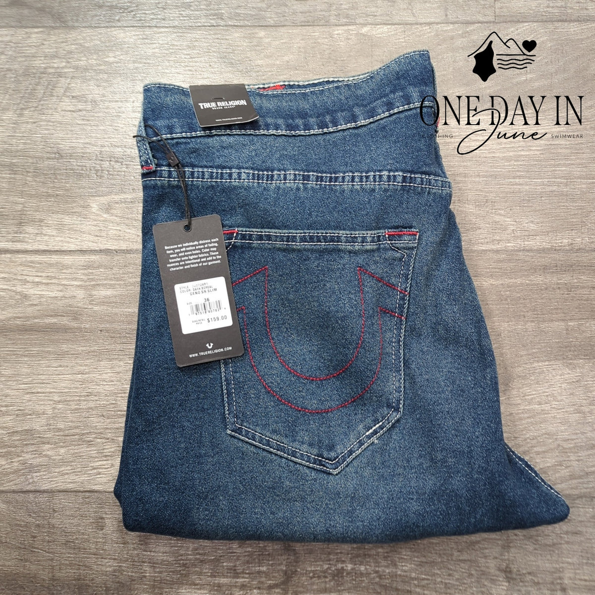 True Religion Geno Relaxed Slim Jeans Men's Dark Boreal NWT Size 36X30