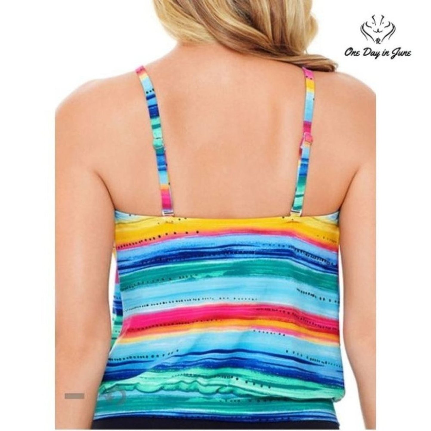 St. John's Bay Striped Tankini Top Size 8