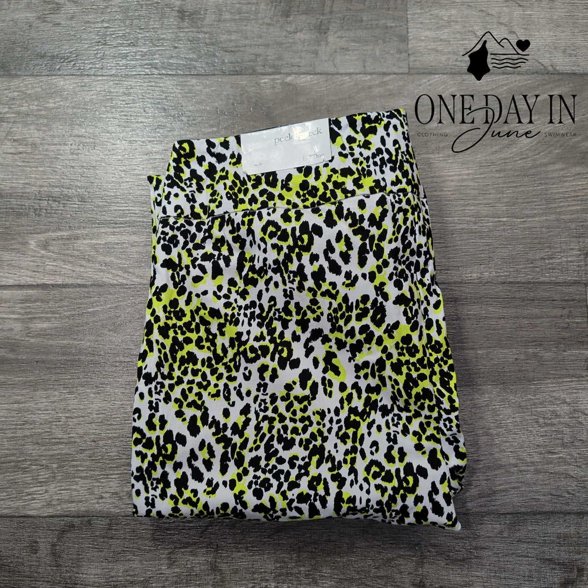 Peck & Peck Eva Crop Leopard Print Straight Leg Pants White Neon NWT Size 12
