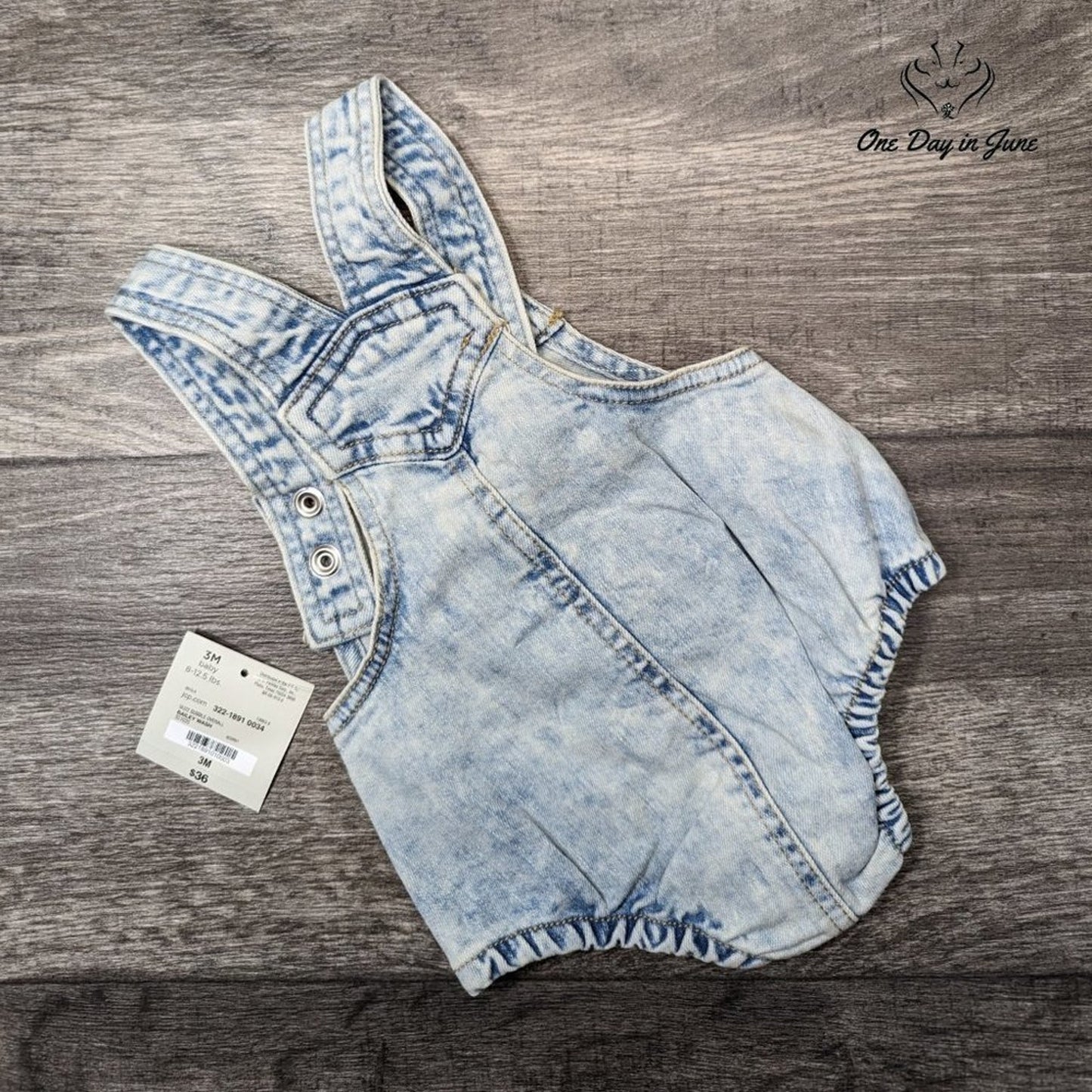 Okie Dokie Bailey Wash Overalls Size 3M (8-12 lbs)