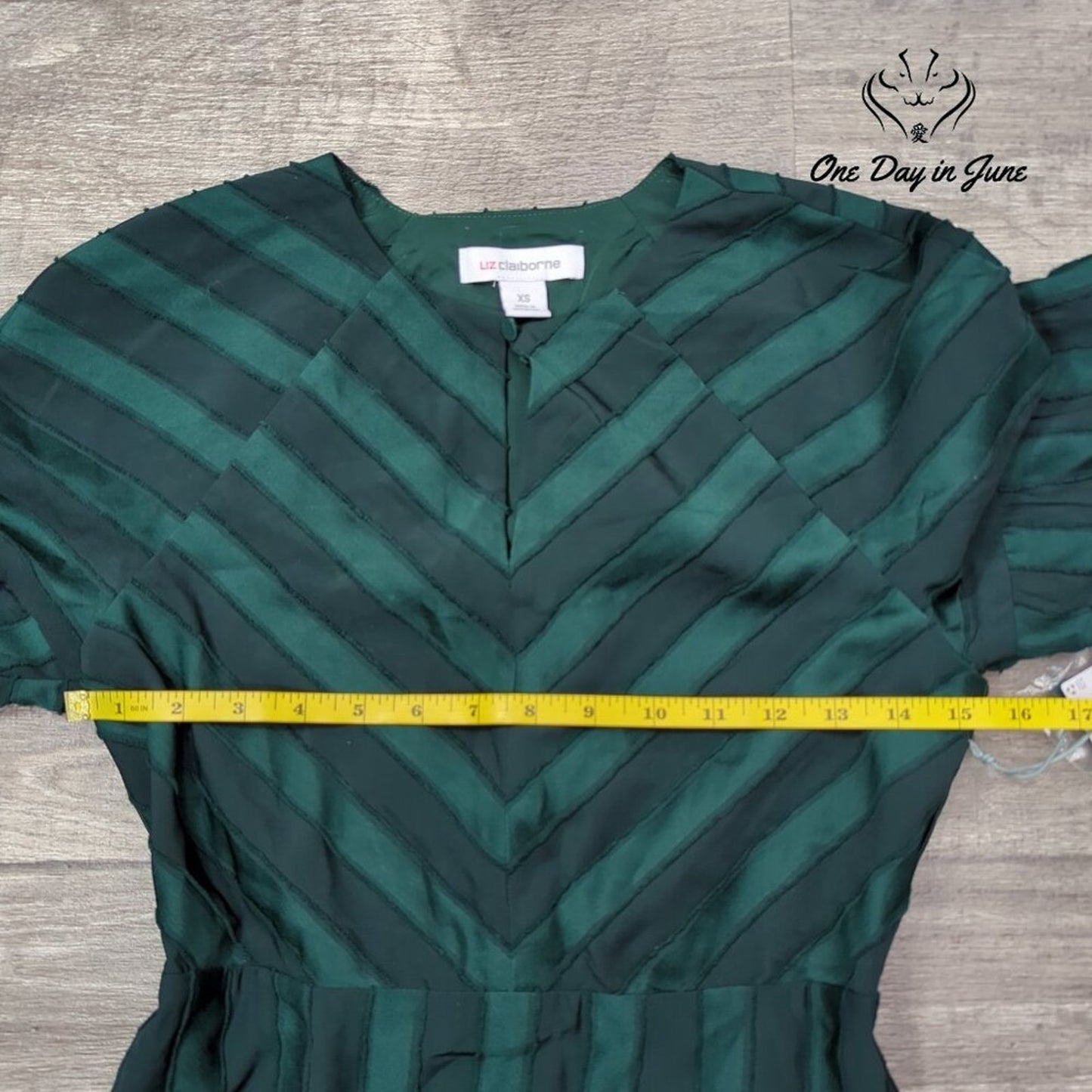 Liz Claiborne Half Sleeve Striped Mysterious Green Dress Size XS