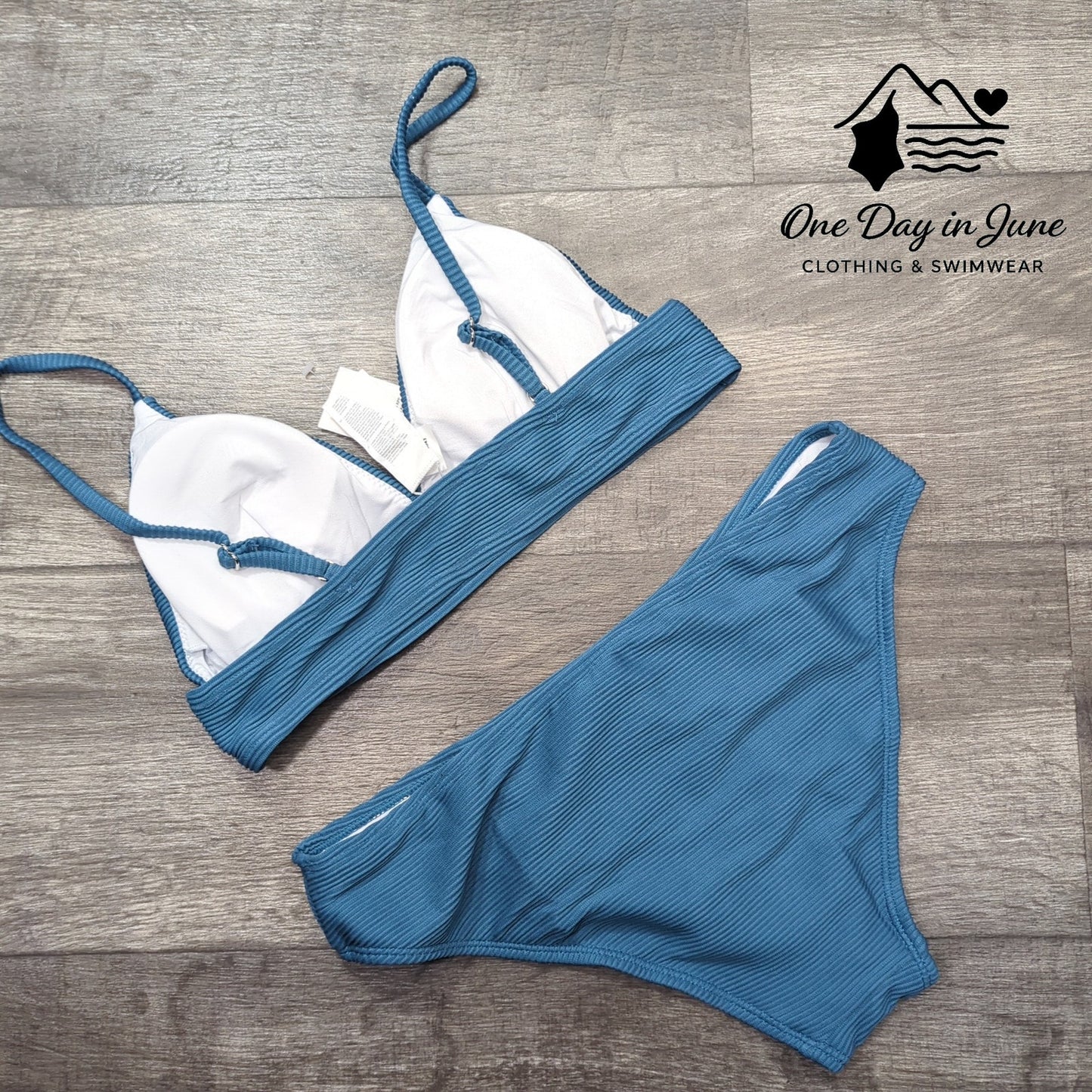 Cupshe Ribbed Moderate Bikini Swimsuit Size M