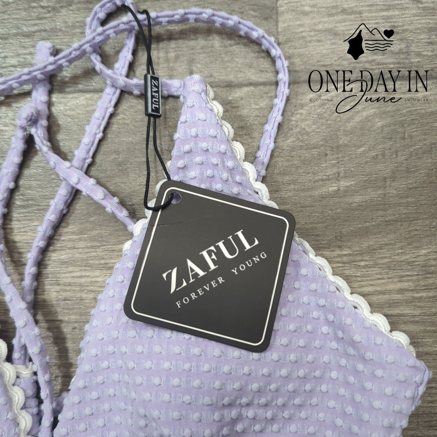 Zaful Textured Strppy Back Bikini Swimsuit Size S